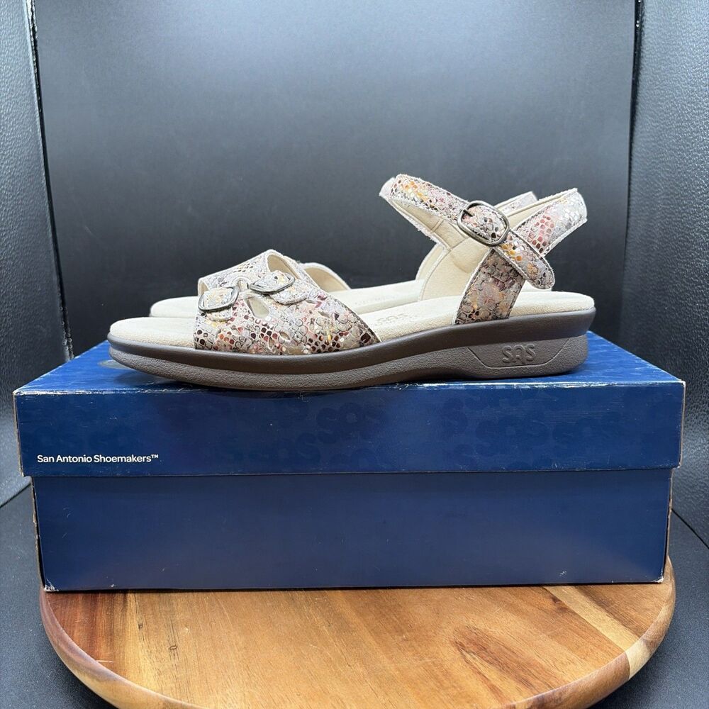 SAS Duo Womens Size 7 N Sandals Multisnake Taupe Shoes Tan Wide